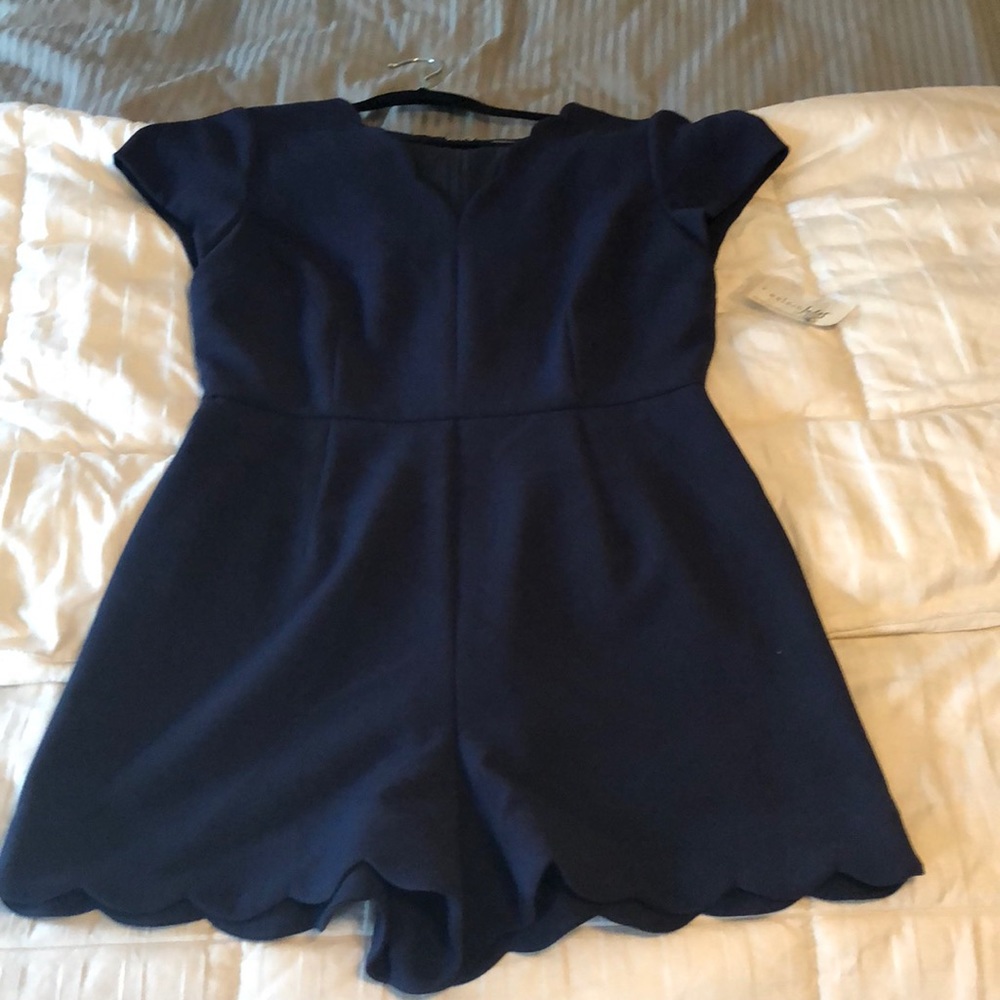 Maison Jules Scallop Navy Blue Romper
